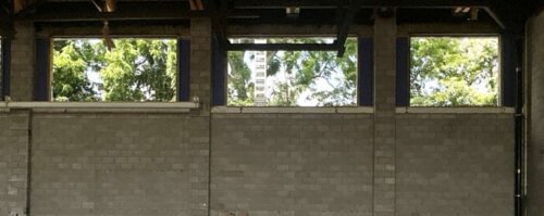 Slauson gym masonry bump-out from July 2026