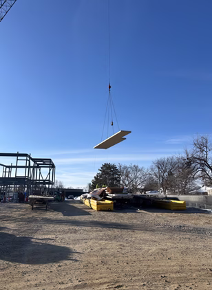 Thurston site progress, showing CLT being raised, as of February 12, 2026